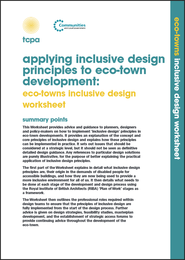 Eco towns inclusive design guidance FRONT